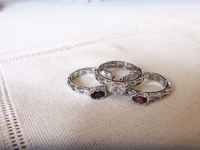 TACORI Epiphany PLATINUM CLAD Sterling DIAMONIQUE 3 Ring Set R*A*R*E 