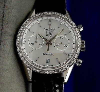 Mens Tag Heuer Carrera Chronograph watch   DIAMONDS   MOP Dial 