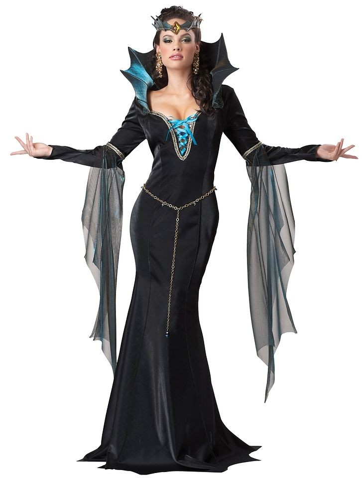 Sexy Womens Evil Sorceress Dark Gothic Queen Halloween Costume