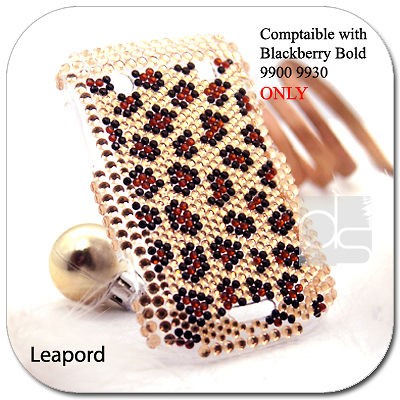 Leopard BLING Back Hard Skin Case Cover For Blackberry Bold Touch 4G 