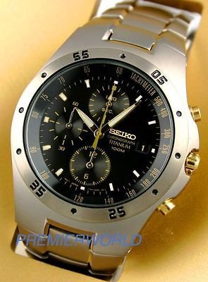 SEIKO MEN GOLD TITANIUM 2 TONE CHRONOGRAPH 100M WATCH SND451P1