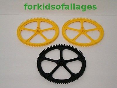 KNEX BIG GEAR LOT 2 Yellow & 1 Black 5 Inch Gears Bulk Spare 