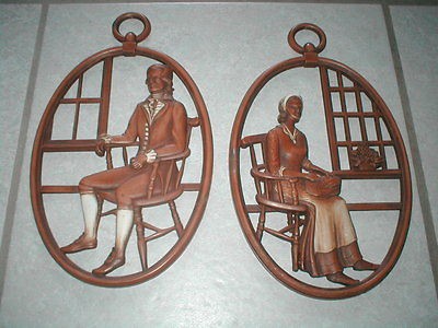   Syracuse Ornamental Syroco Wood Plaques of AMERICAN EAGLE & TRUMPET