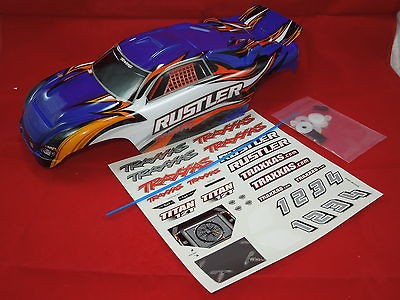 TRAXXAS RUSTLER (BLUE) XL 5 BODY AND DECALS NEW vxl xl5 velineon 