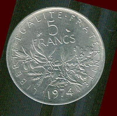 Large France 5 Francs Coin 1974   Republique Francaise   Uncirculated