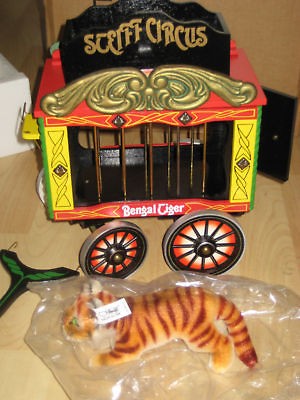 STEIFF Vintage CIRCUS TRAIN BENGAL TIGER IN Original Packaging WAGON 