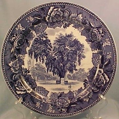 THE WASHINGTON ELM CAMBRIDGE BLUE TRANSFERWARE PLATE