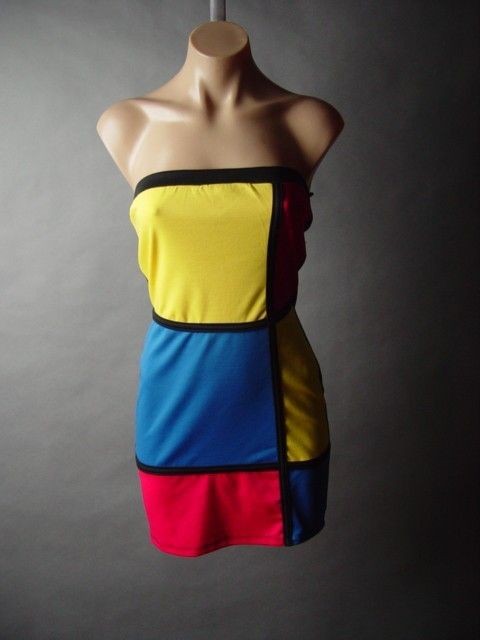 Mondrian Art Geometric Pattern Bold Color Block Retro Mod 60s Tube 