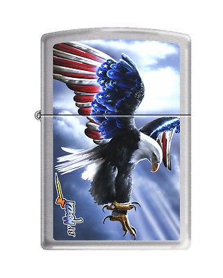 Zippo Mazzi Eagle America Lighter, Brushed Chrome, Low Ship, 3626