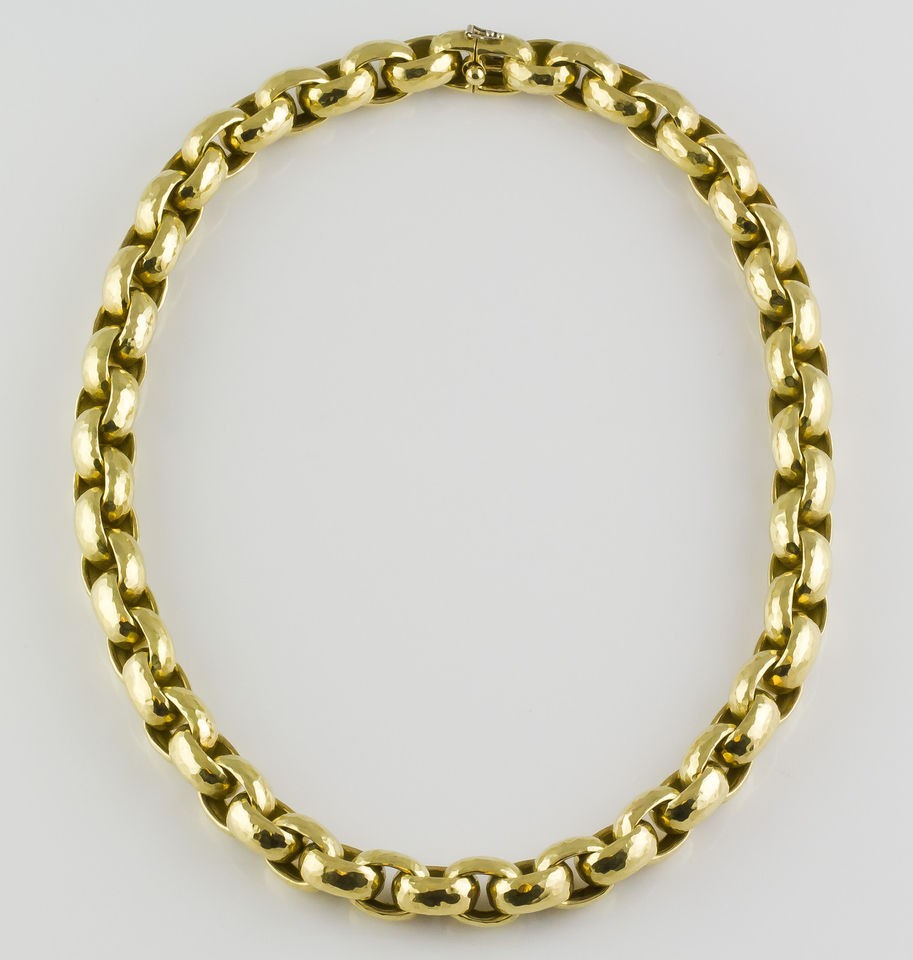 TIFFANY & CO. PALOMA PICASSO 18K Gold Hammered Link Necklace