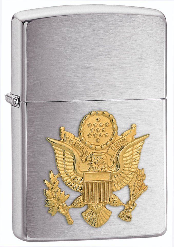 Zippo Lighter   Army Emblem Brushed Chrome 280ARM