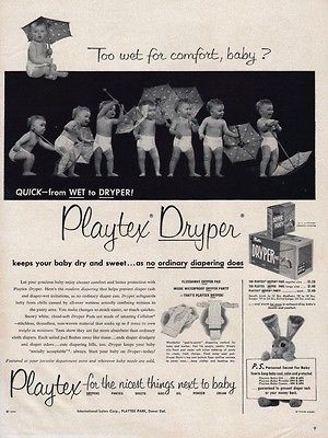 1952 Playtex Drypers Ad vintage Print / advertisement Baby Diapers