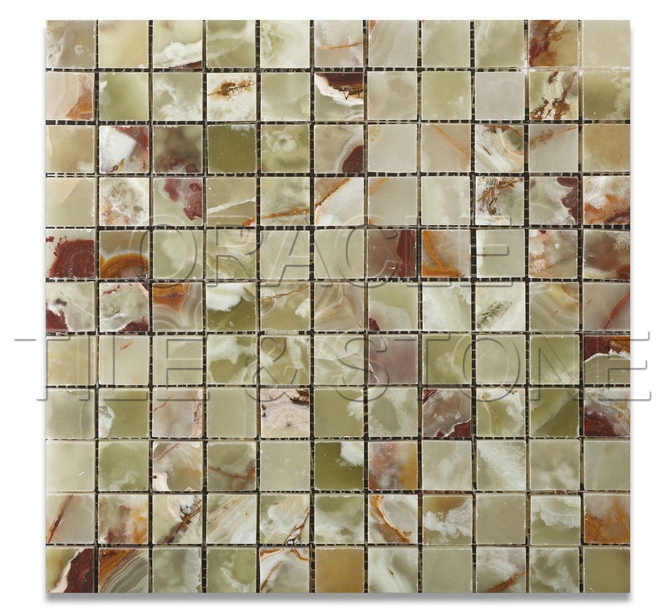 Premium Multi Green Onyx Polished Mosaic Tile