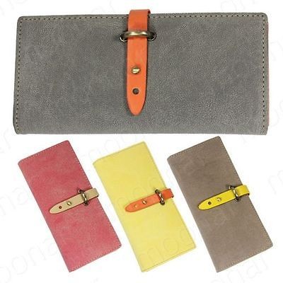 Korean Womens Organizer Long Wallets Bifold Buckle Credicard Photo 