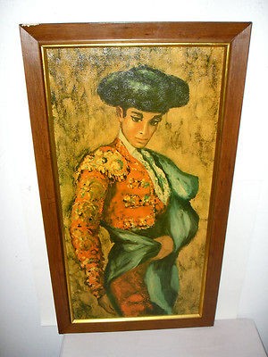 Vintage 1960s Maio Big Eye Spanish Dancer Framed Print 18 x 33