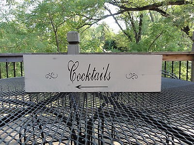 Rustic Country Shabby Wedding Cocktails Drinks Table Wooden Sign 