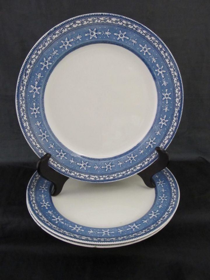 Antique England MALING Maltese Blue White Dinner Plates