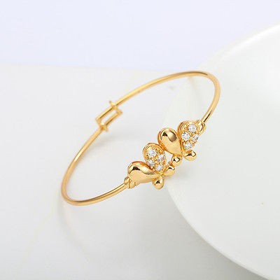 Lovely 9K GOLD FILLED CZ 2 Butterfly Baby Children Bracelet, B107