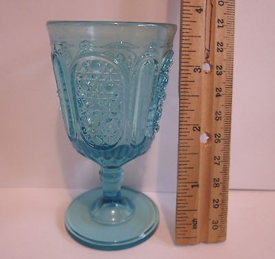   Blue Aqua Goblet, Cordial Stemmed Wine, Pressed Glass, 2 Patterns