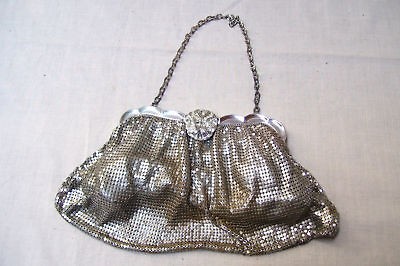 Antique Whiting Davis Silver Metal Mesh Purse Evening Bag