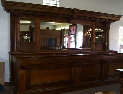 ANTIQUE 1800S OAK FRONT BACK BAR CHOTEAU HOUSE HOTEL MONTANA 