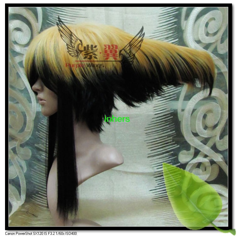   Slick Ghost Sun Gold and black blending Cosplay Wig+gift Hairnet