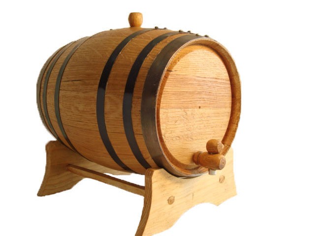 5L Black Hoop Oak Wood Wine Beer Liquor BARREL