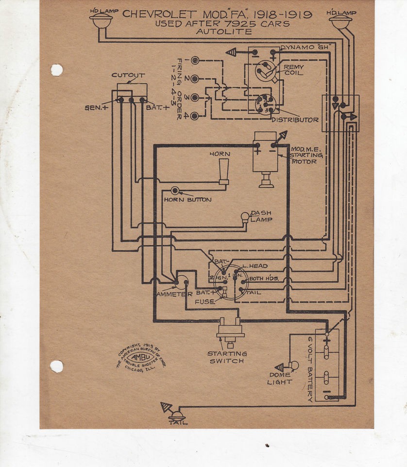 Auto Wiring Diagram AMBU Chevrolet FA 1918 1919 & One Ton Truck 