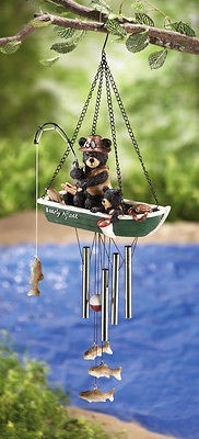 Northwoods Fishing Bears Garden Windchime Dangler