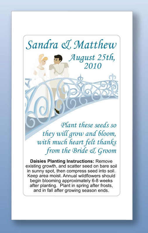   Wedding or Bridal Shower Seed Packet Favors   Prince Princess