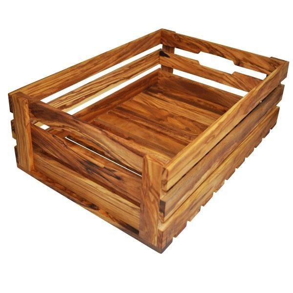 OLIVE WOOD FRUIT AND VEG / VEGETABLE CRATE   STORAGE