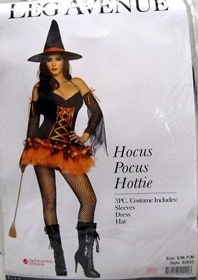 Hocus Pocus Hottie Orange & Black Witch Costume 2 sizes SM ML fnt