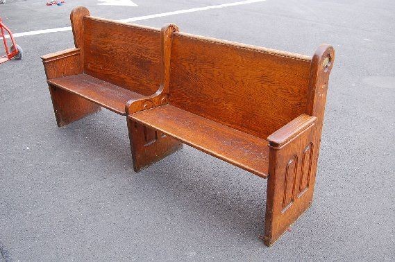 Nice Solid Oak Ornate Church Pew + Church bench +