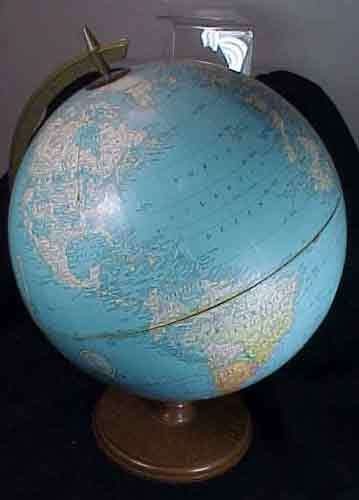 Vintage The World Book Globe Wood Base George F Cram Indiana