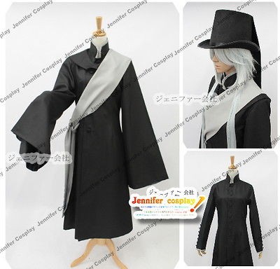 Black Butler Kuroshitsuji Undertaker Cosplay Costume + Hat