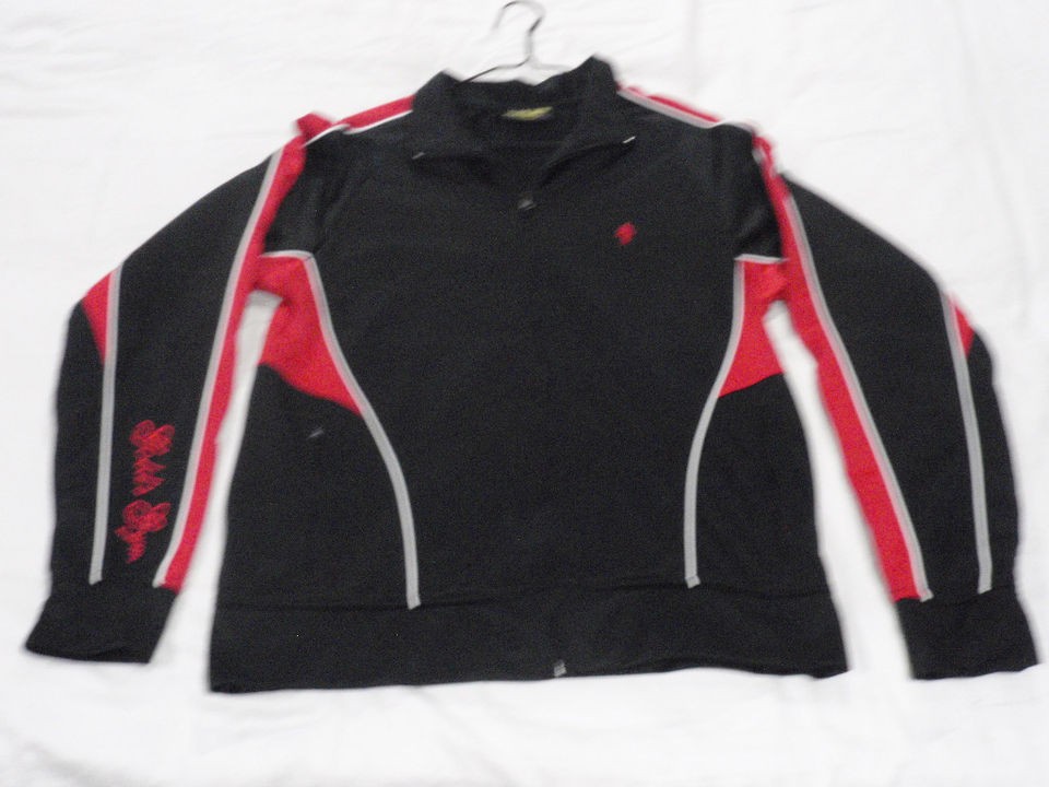 VTG Golds Gym Track Jacket Mens medium Black Full Zip Workout Worlds 