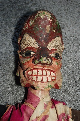 Unusual Vintage Asian PUPPET Balinese with Carved Wood Head