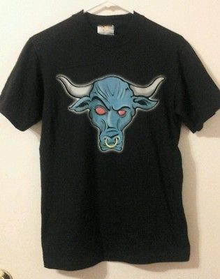 THE ROCK WWF Wrestling Tee Shirt LAYETH THE SMACKETH DOWN Brahma Bull 