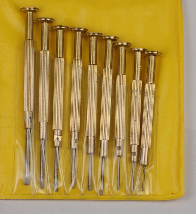 BRASS watchmakers screwdrivers set x9 HIGH QUALITY stella