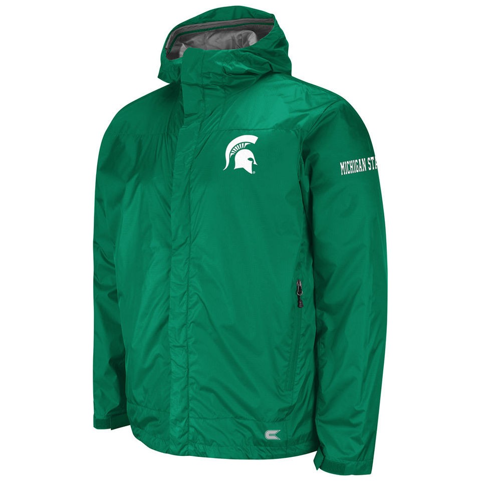 NCAA LICENSED MICHIGAN STATE SPARTANS MONSOON FULL ZIP STORM JACKET