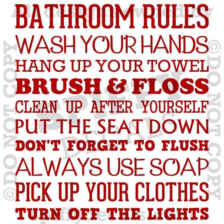 BATHROOM RULES WASH BRUSH FLOSS FLUSH Quote Vinyl Wall Decal Decor 