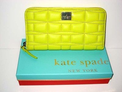   SPADE NY ACID/YELLOW SIGNATURE LEATHER LACEY ZIP AROUND WALLET/ CLUTCH