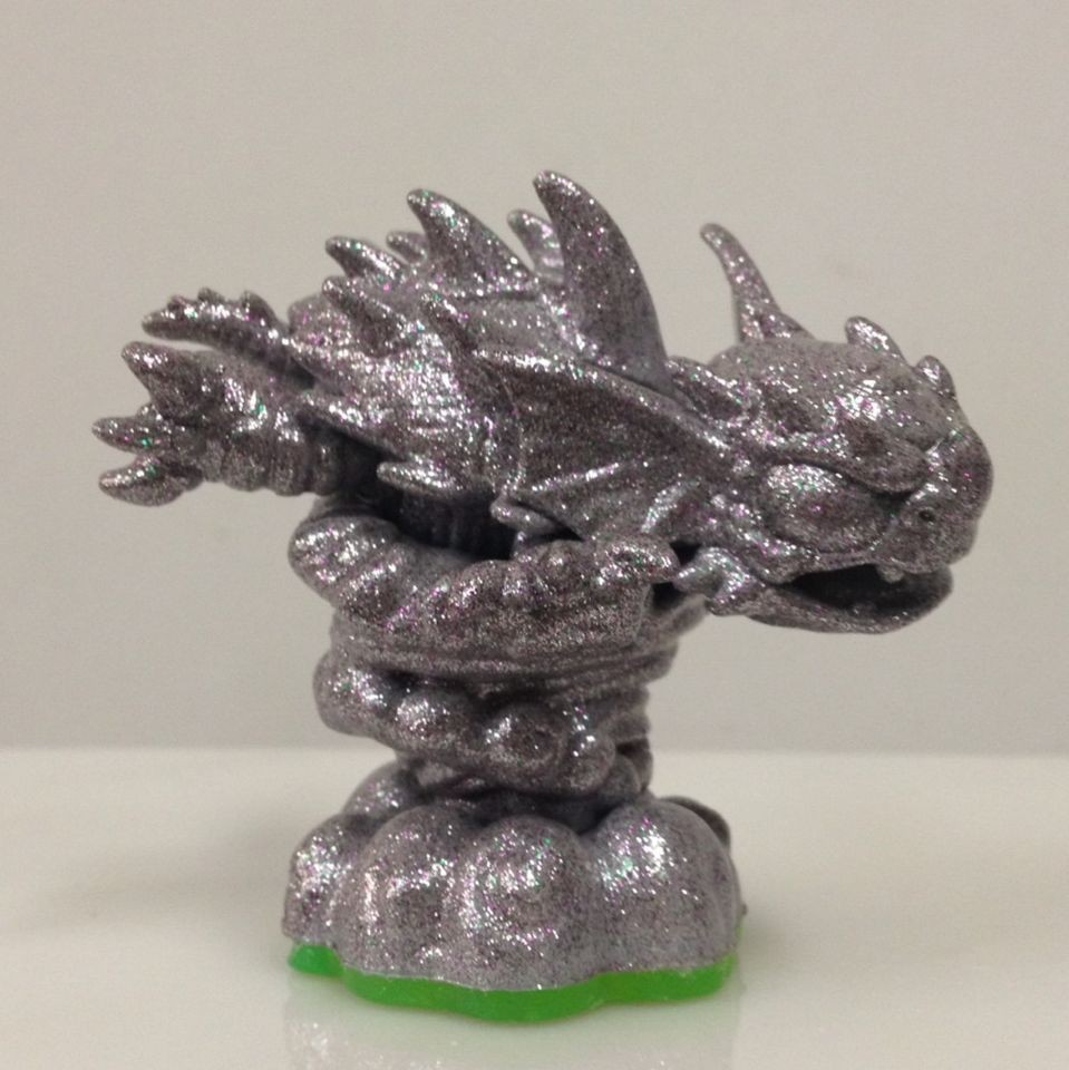 Skylanders Custom Silver Glitter Warnado W/ Crystal Clear Topcoat