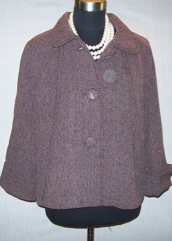 KIM ROGERS SIGNATURE BOUCLE TWEED SWING JACKET COAT~MED