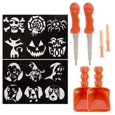 Halloween Pumpkin Jack O Lantern Carving Stencil Kits 12 Patterns + 2 