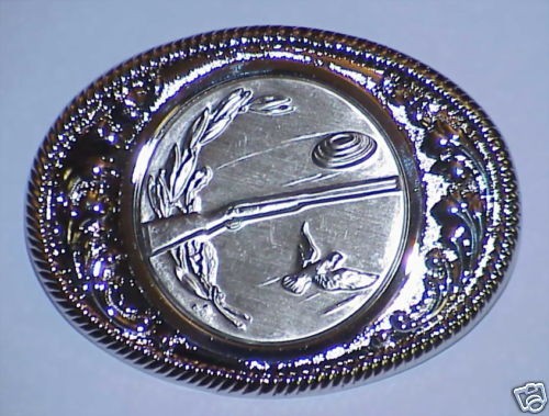 Trap Shooting, Skeet, Clays Belt Buckle #1 SILVER Sale