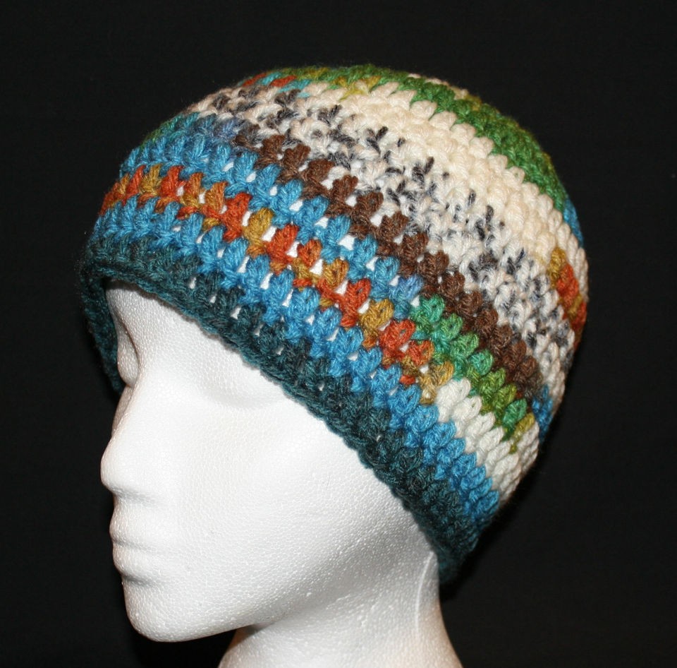 HANDMADE ZAC BROWN STYLE SKULL CAP BEANIE  CRAZY MULTI COLORS