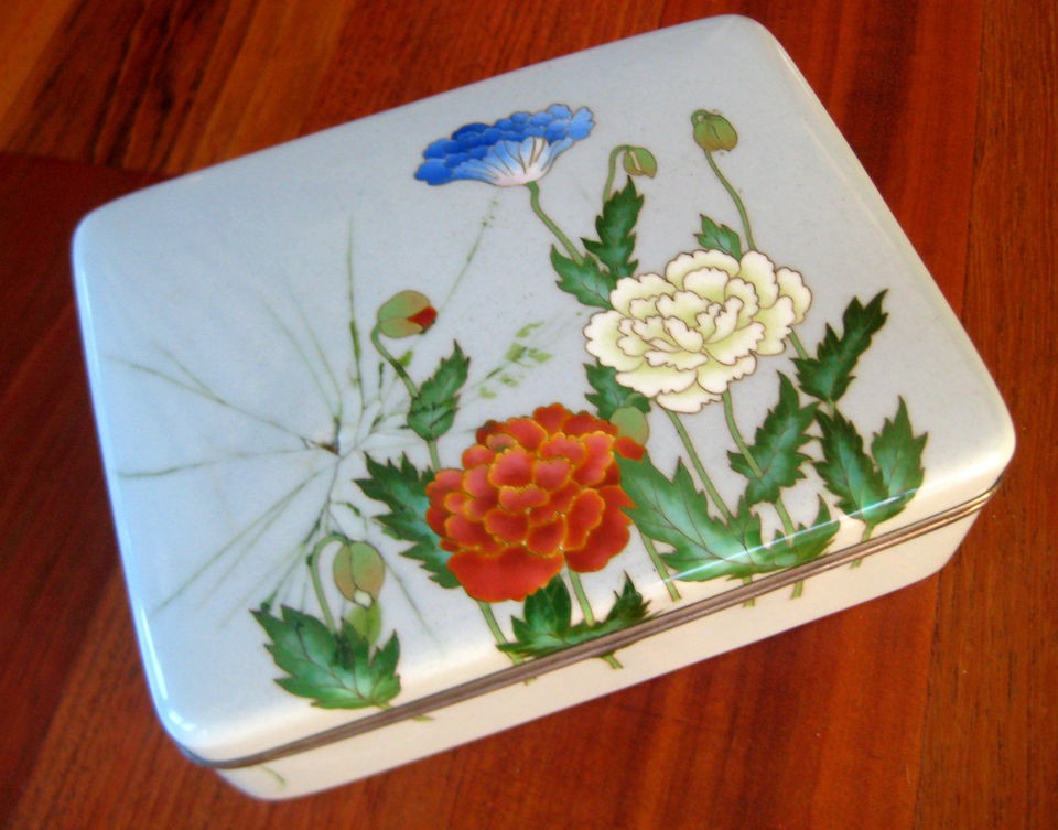 ANTIQUE JAPANESE CLOISONNE ENAMEL BOX SIGNED