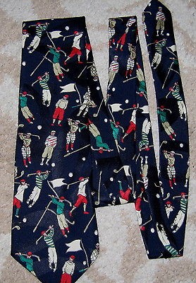 Mens SWANK Silk? NOVELTY Vintage GOLFERS in Knickers NECKTIE Golf TIE