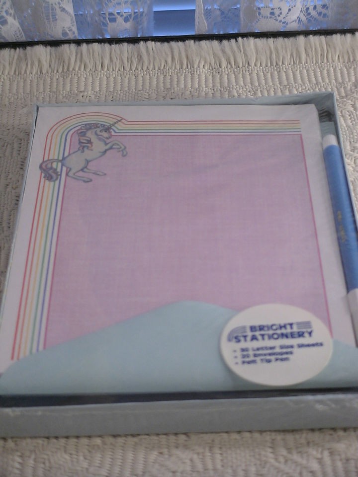 VINTAGE SEALED BOXED STATIONARY SET UNICORN BRIGHT STATIONARY